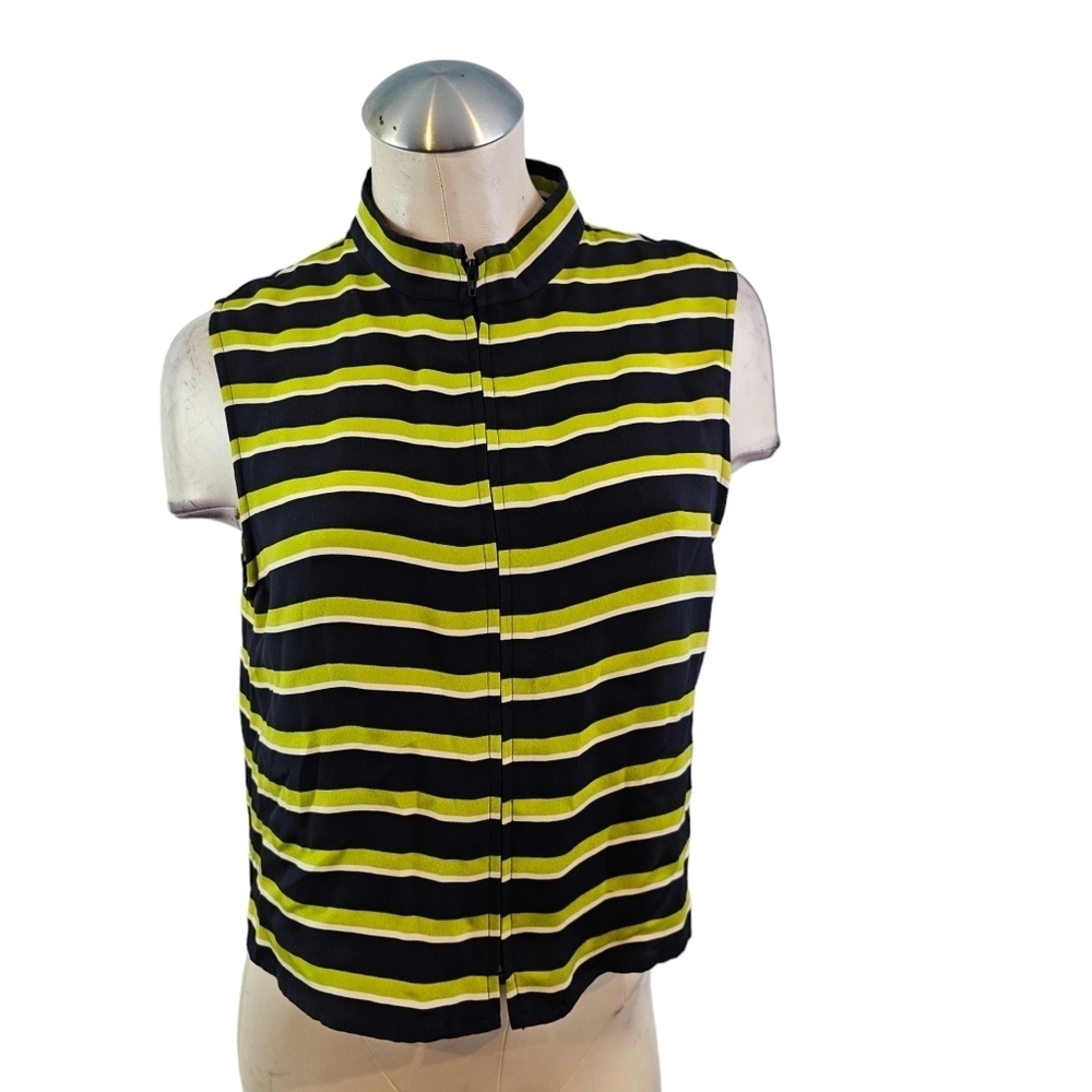 3/$25 Finity Size 10 Green Blue Striped Sleeveless Top